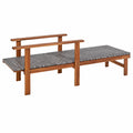 Elegante Lettino Prendisole in Polyrattan e Acacia con Schienale Regolabile e Braccioli