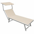 Lettino Relax in Alluminio con Parasole - Sdraio Mare e Piscina 180x60x40 (Beige)