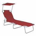 Sdraio Pieghevole Alluminio con Baldacchino Rosso, Relax in Spiaggia o Giardino