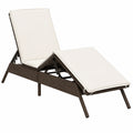 Sdraio Reclinabile da Esterno in Polyrattan Marrone e Crema