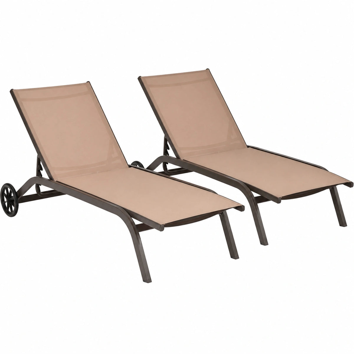 Sdraio da Giardino con Ruote, Regolabile in 6 Posizioni, Struttura in Metallo e Tessuto Traspirante, Portata 150 kg, Ideale per Piscina e Spiaggia