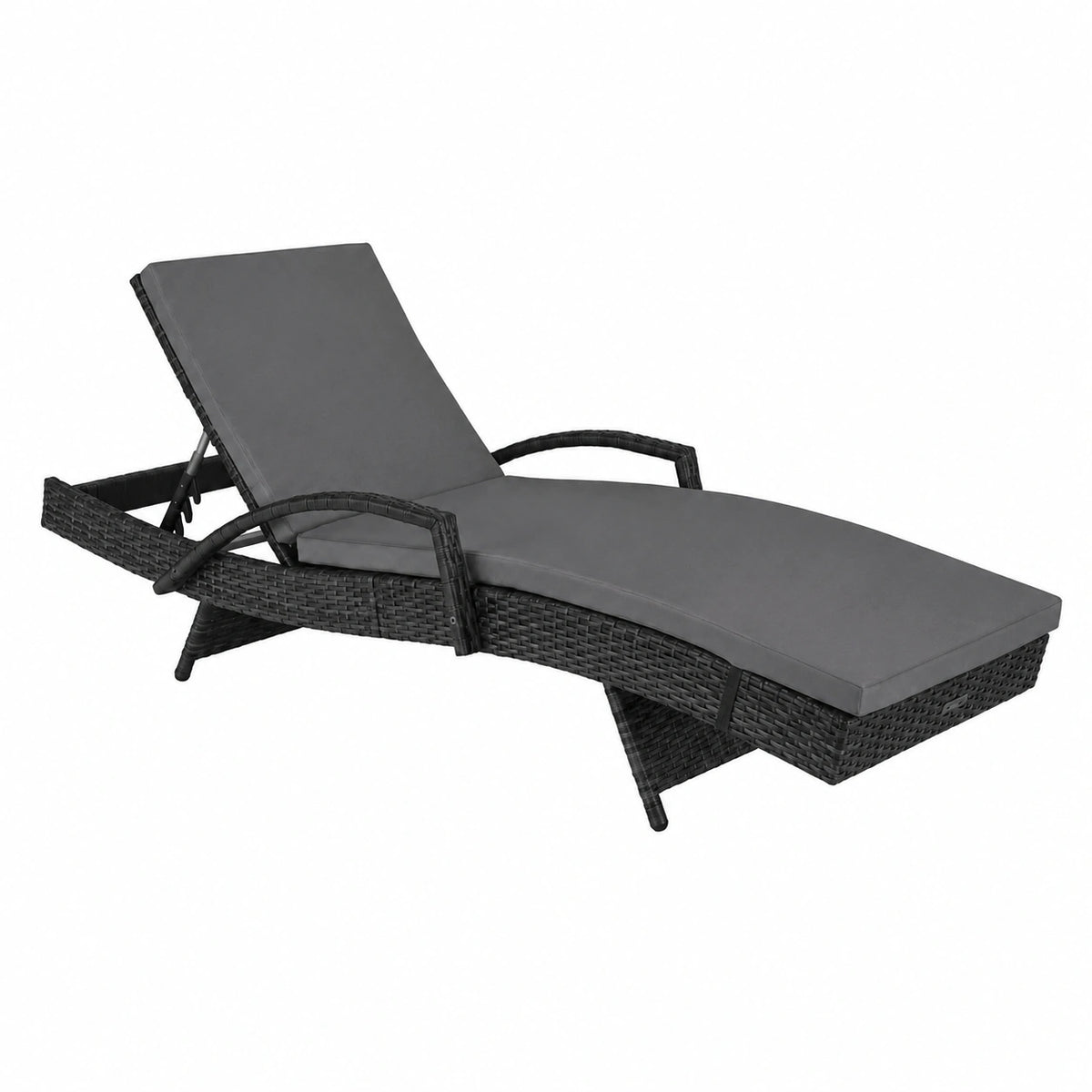 Sdraio in Polyrattan Reclinabile con Cuscino per Giardino e Piscina