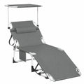 Lettino prendisole pieghevole con tettuccio e schienale regolabile, leggero e portatile, ideale per giardino, campeggio e spiaggia, supporta fino a 150 kg
