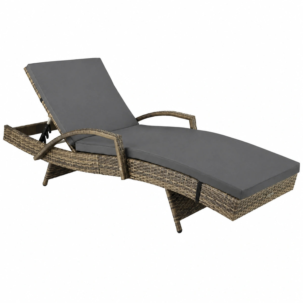 Chaise Longue Regolabile in Polyrattan con Cuscino per Esterni