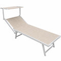 Lettino Sdraio Pieghevole con Schienale Regolabile e Tettuccio Parasole, Struttura in Alluminio Resistente UV, Capacità 110 Kg - Beige