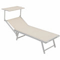 Lettino Prendisole in Alluminio con Tettuccio Regolabile, Ideale per Giardino e Piscina, Rivestimento in Textilene Bianco