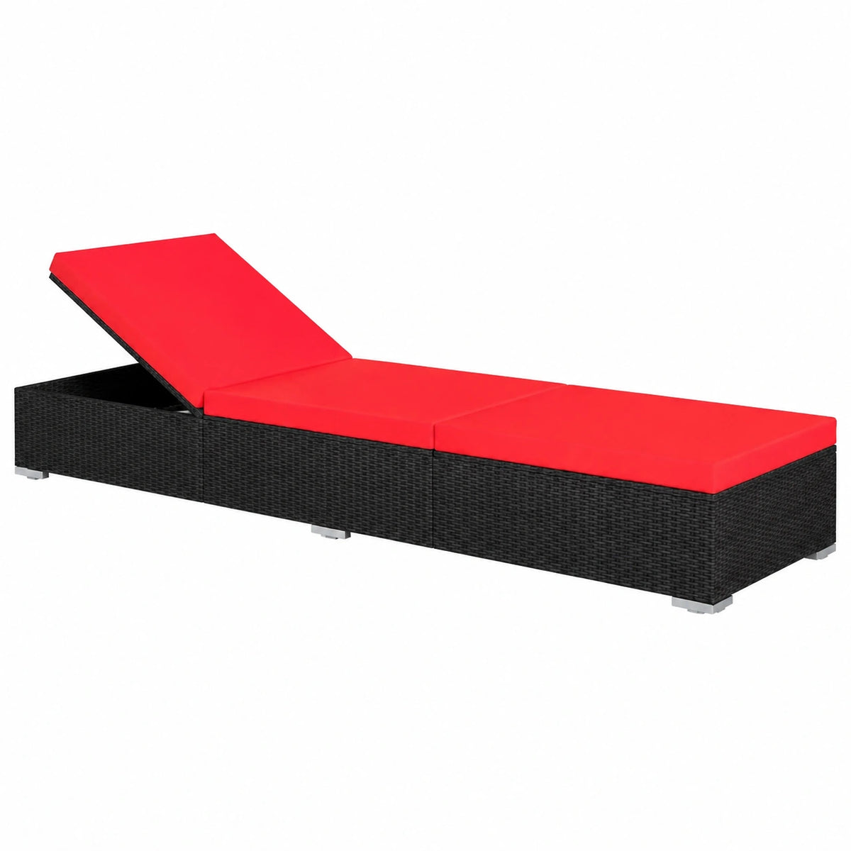Lettino Prendisole Inclinabile con Cuscino in Rattan Sintetico 195x60x31 cm