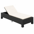 Lettino Prendisole Reclinabile in Polyrattan Nero 220x75x35 cm