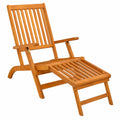 Set 2 Lettini Sdraio Reclinabili in Legno di Acacia con Poggiapiedi, Ideali per Giardino e Piscina