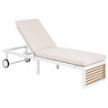 Sdraio in alluminio con cuscino e ruote, colore beige