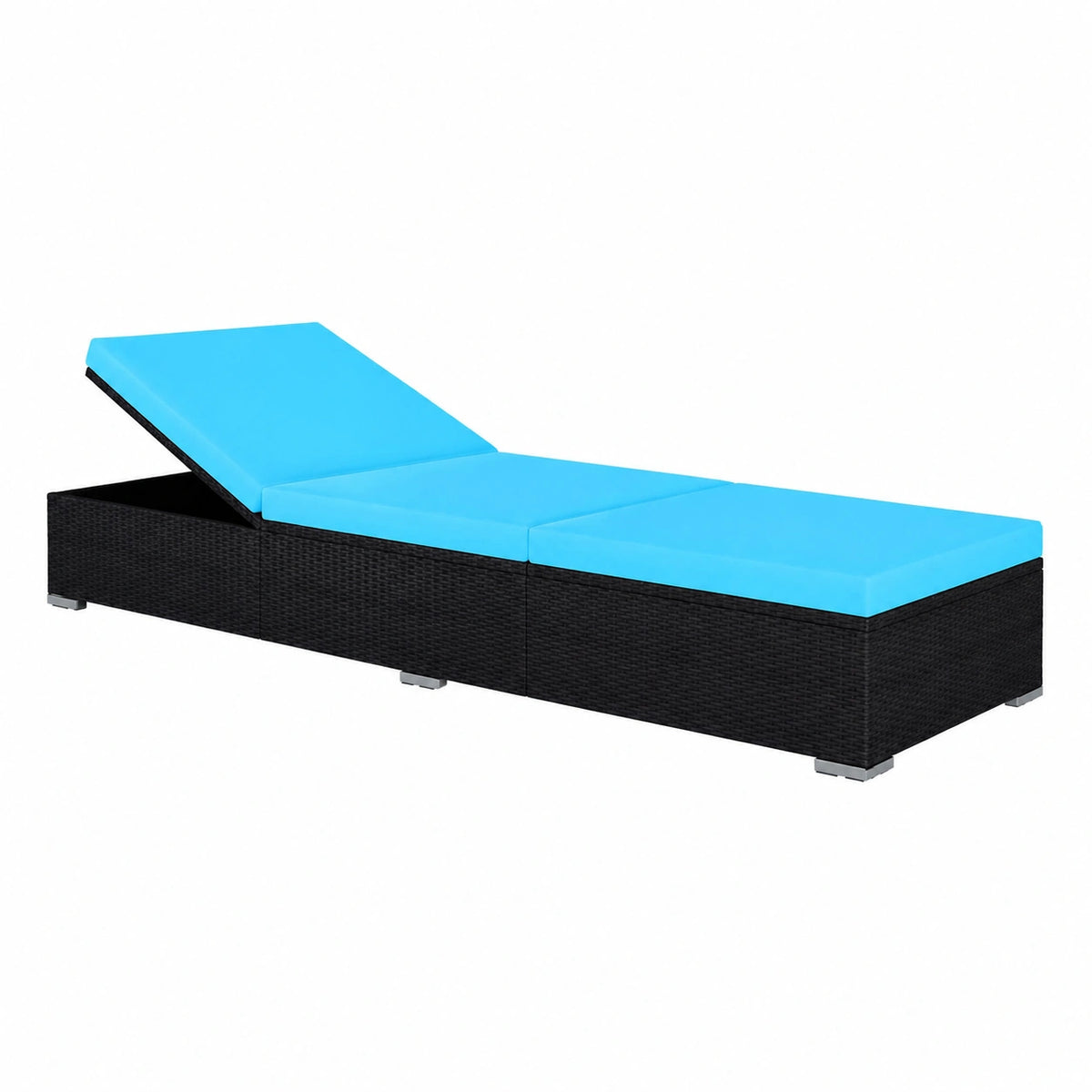 Sdraio Reclinabile con Cuscino in Polyrattan, 195x60x31 cm - Ideale per Giardino