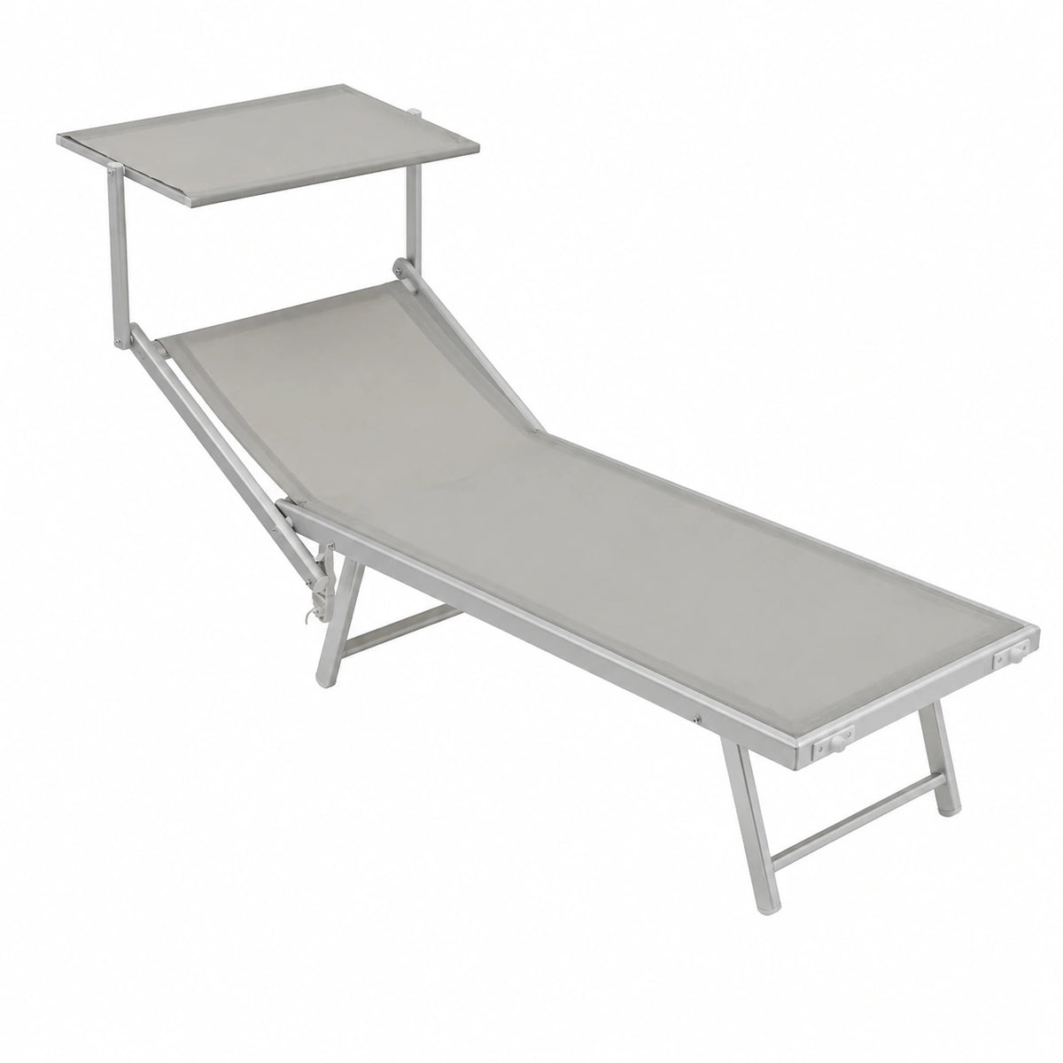 Set 2 Sdraio Baroni Home in Alluminio con Tettuccio Parasole, Ideale per Giardino, Spiaggia e Piscina, Rivestimento in Textilene Grigio