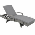 Sdraio in Polyrattan con Cuscino per Giardino e Piscina, Schienale Regolabile, 190x62x34 cm, Grigio