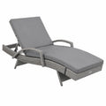 Sdraio Reclinabile in Polyrattan con Cuscino per Giardino e Piscina, 190x62x34 cm, Grigio