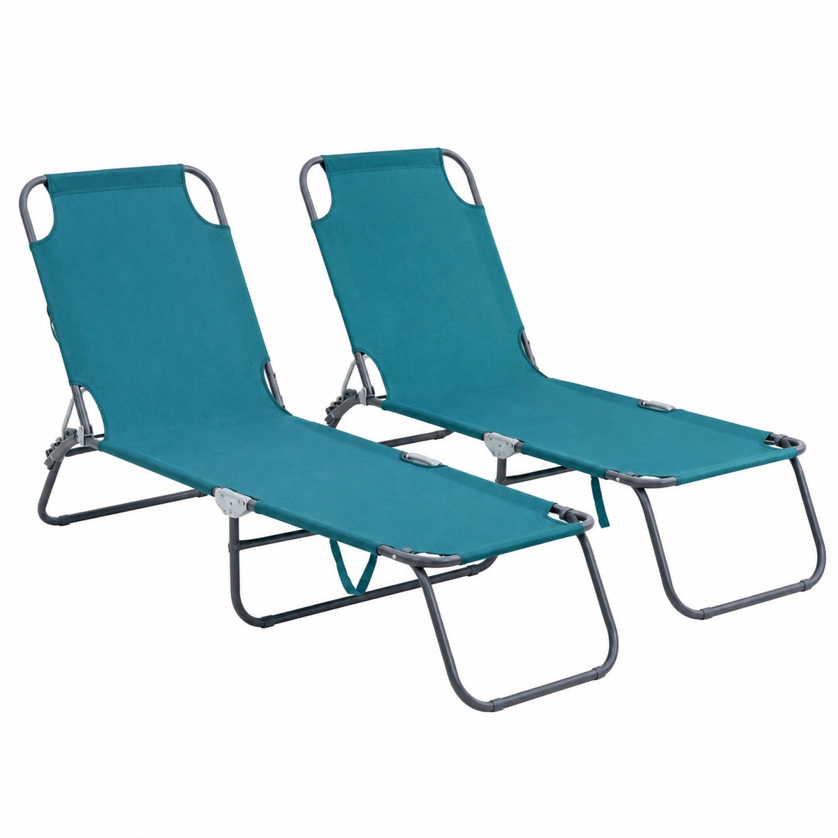 Yellowshop - Coppia di Lettini Prendisole Reclinabili e Pieghevoli, Metallo e Tessuto, per Giardino e Piscina, Colore Turchese
